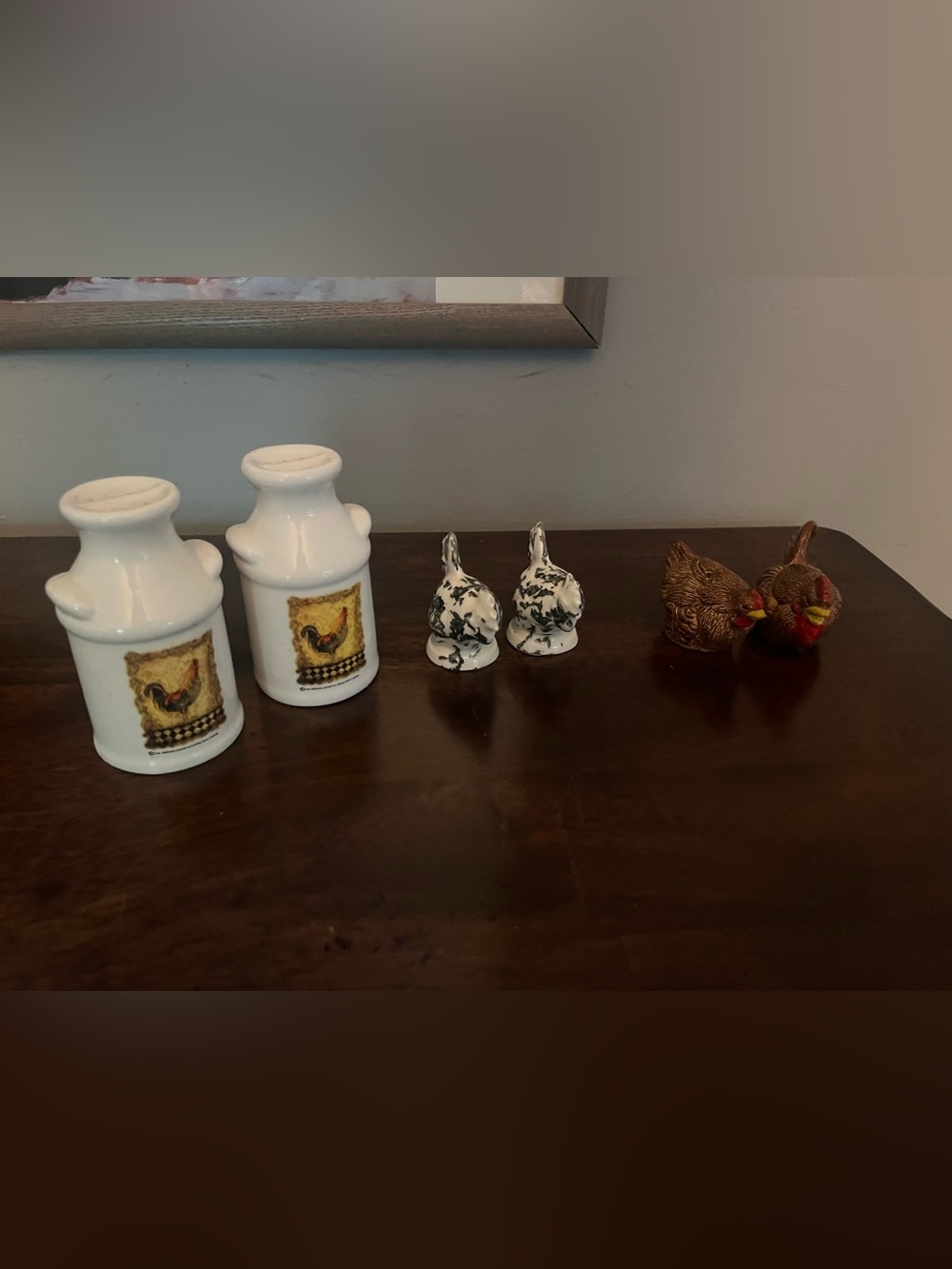 VTG Farmhouse Roosters and Milk Can Salt & Pepper Shakers Lot (3 Pairs)